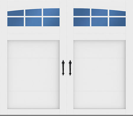 Amarr Carriage Court garage door, Laurel Bay design in True White with 6 Lite Arch windows