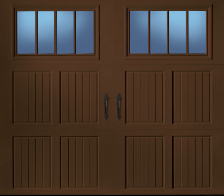 Amarr Classica garage door, Tuscany design in Dark Brown with Thames windows